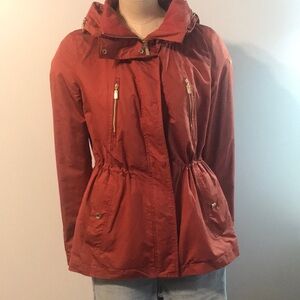 Esprit Terracotta colour Utility Jacket with Hood and Drawstring Waist